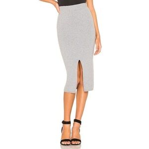 Free People Gray Skyline Ribbed Cotton
Blend Midi Skirt | Size Medium